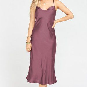 Show Me Your Mumu Verona Cowl Dress Dusty Plum Luxe Satin Large